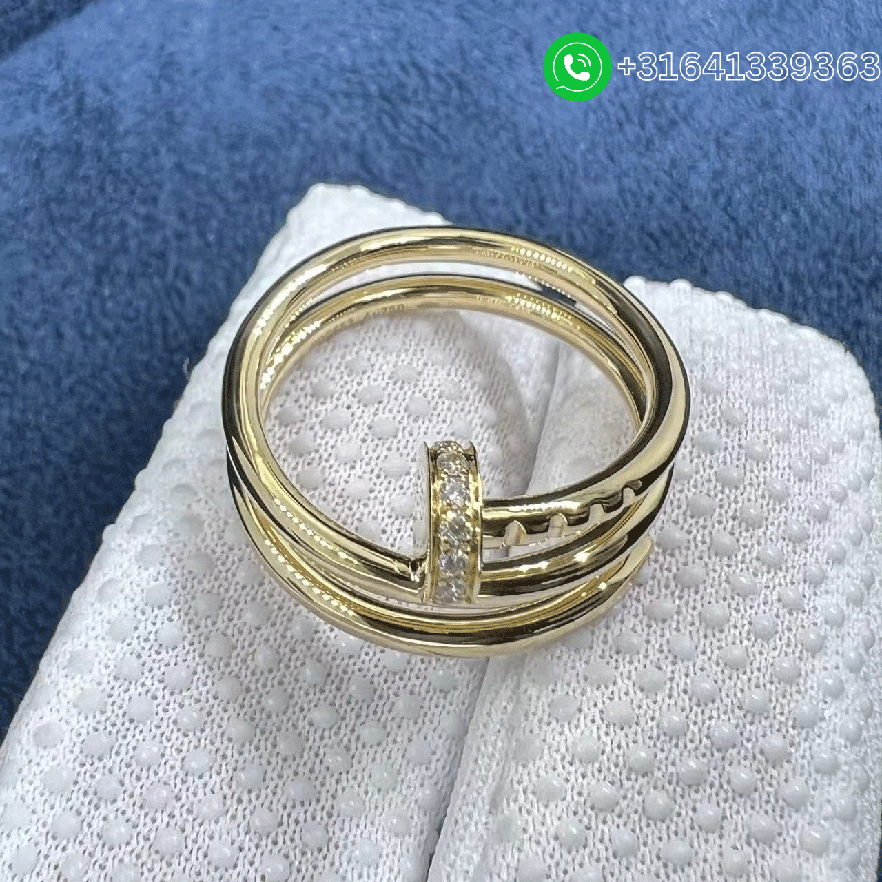 Best Quality Cartier Juste Un Clou 18k Yellow Gold Diamond Double Row Nail Ring B4211800 - Image 3