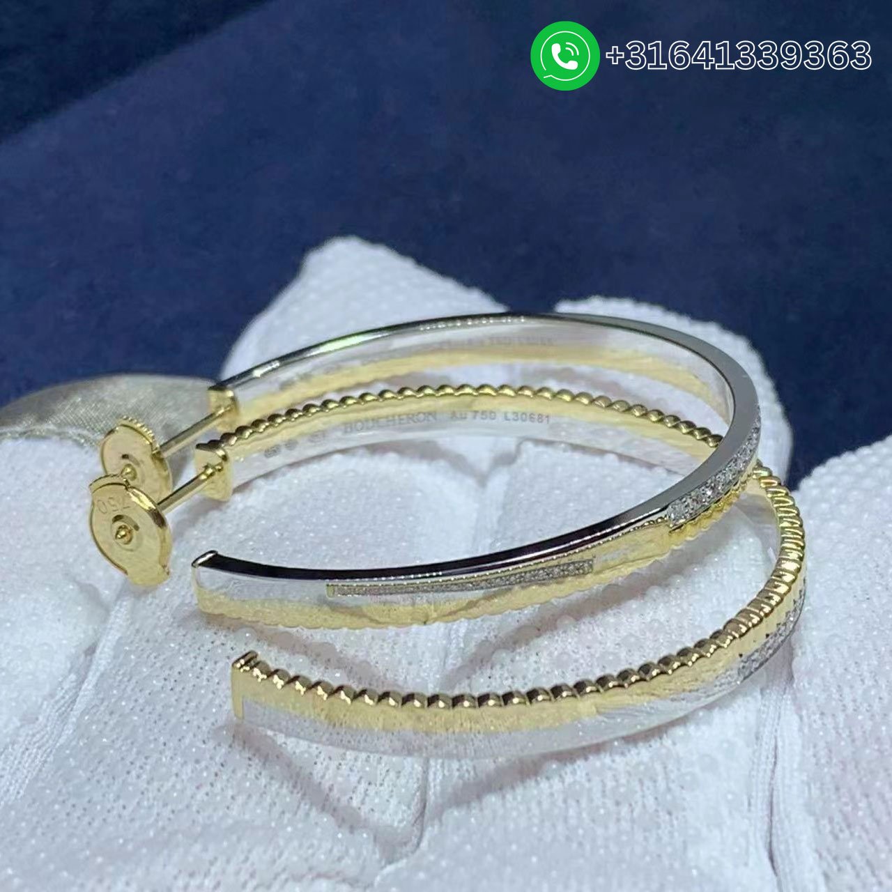 Boucheron Quatre Radiant 18K Two-Tone Gold & Diamond Creole Hoop Earrings - Image 10