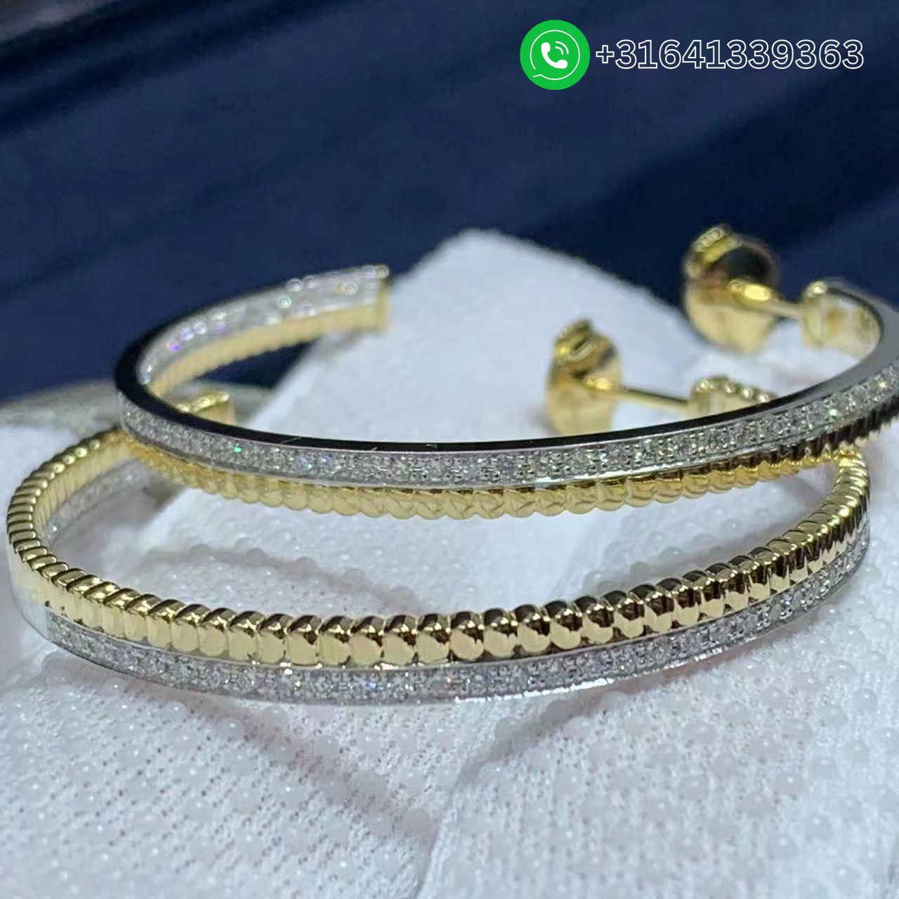 Boucheron-Quatre-Radiant-18K-Two-Tone-Gold-Diamond-Creole-Hoop-Earrings-5