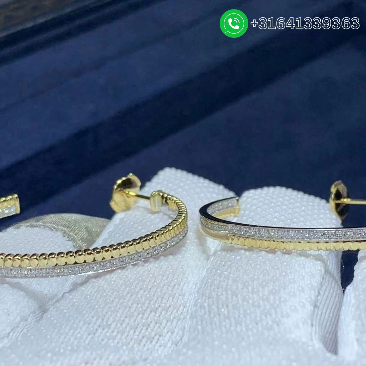 Boucheron Quatre Radiant 18K Two-Tone Gold & Diamond Creole Hoop Earrings - Image 5