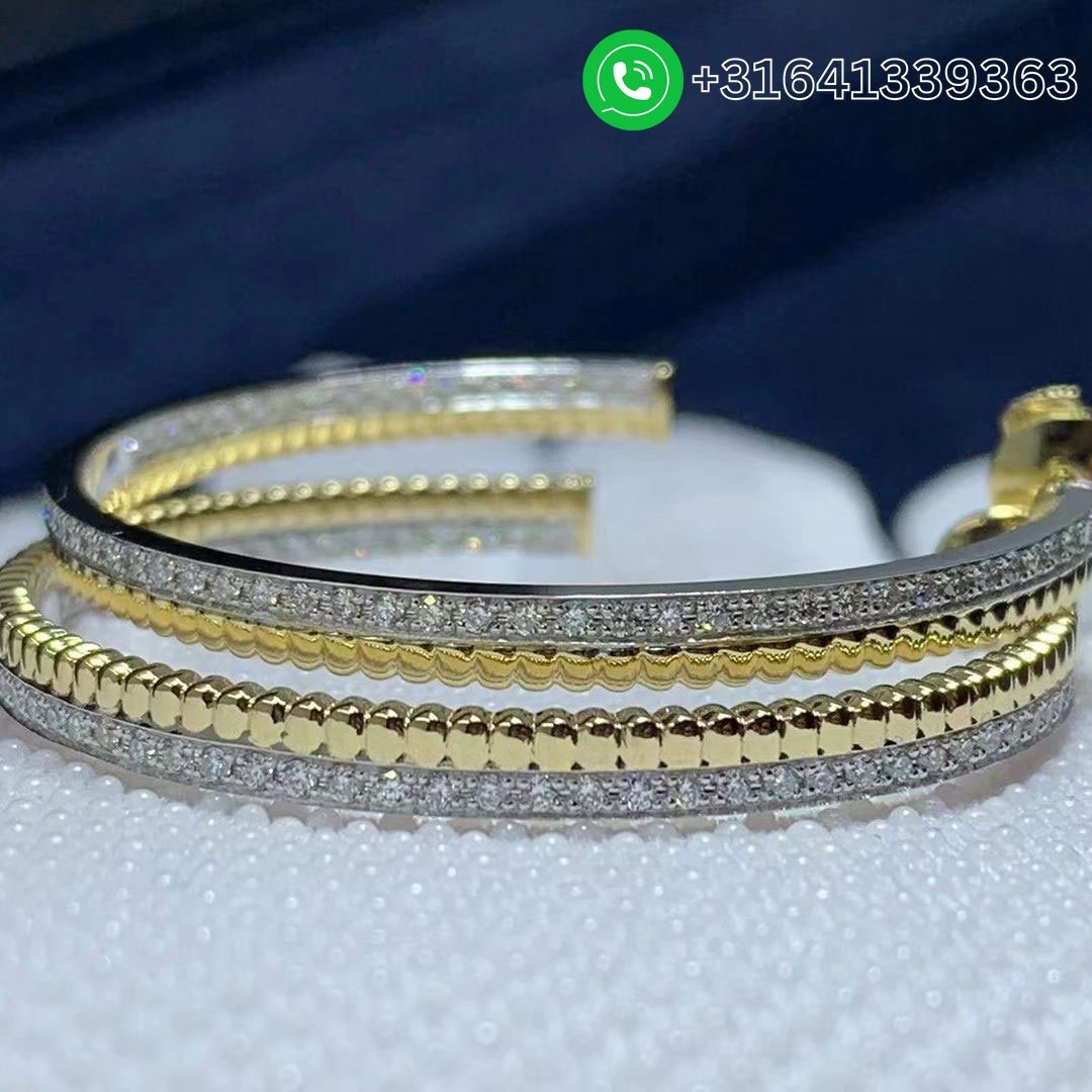 Boucheron Quatre Radiant 18K Two-Tone Gold & Diamond Creole Hoop Earrings - Image 3