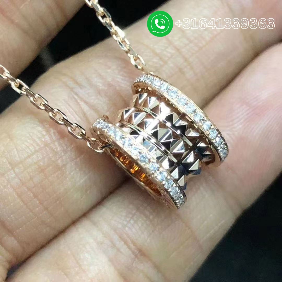 Bulgari B.zero1 Rock 18 kt Yellow Gold With Pavé Diamonds Pendant Necklace 357885 - Image 6