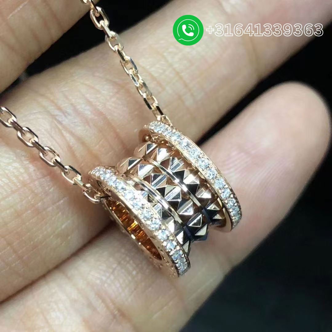 Bulgari B.zero1 Rock 18 kt Yellow Gold With Pavé Diamonds Pendant Necklace 357885 - Image 5