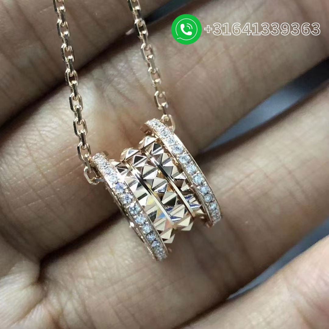 Bulgari B.zero1 Rock 18 kt Yellow Gold With Pavé Diamonds Pendant Necklace 357885 - Image 2