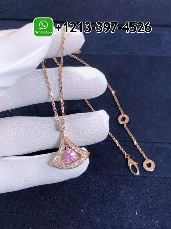 Bulgari Divas’ Dream 18K Rose Gold Set Pink Tourmaline and Diamonds Necklace - Image 2