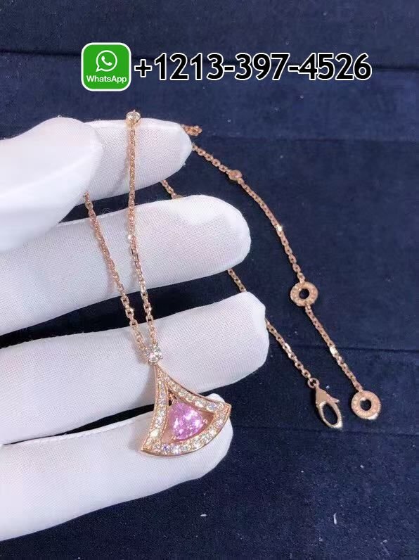 Bulgari Divas’ Dream 18K Rose Gold Set Pink Tourmaline and Diamonds Necklace - Image 3