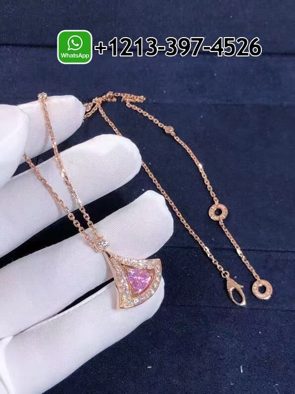 Bulgari Divas’ Dream 18K Rose Gold Set Pink Tourmaline and Diamonds Necklace - Image 4