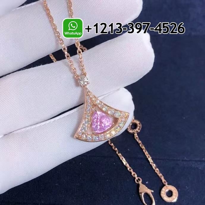 Bulgari Divas’ Dream 18K Rose Gold Set Pink Tourmaline and Diamonds Necklace - Image 5