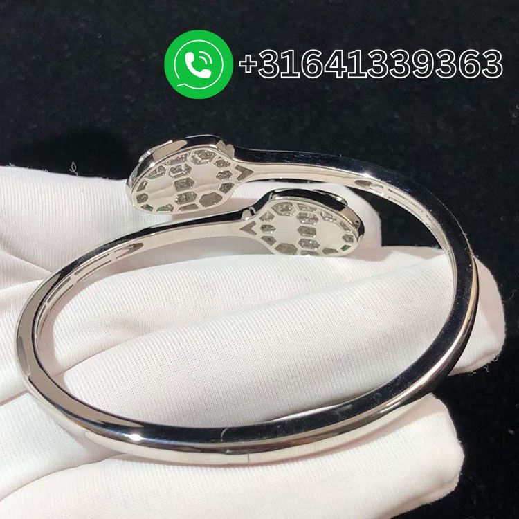 Bulgari Serpenti 18 kt white gold set with emerald eyes and pavé diamonds bracelet 356522 - Image 4