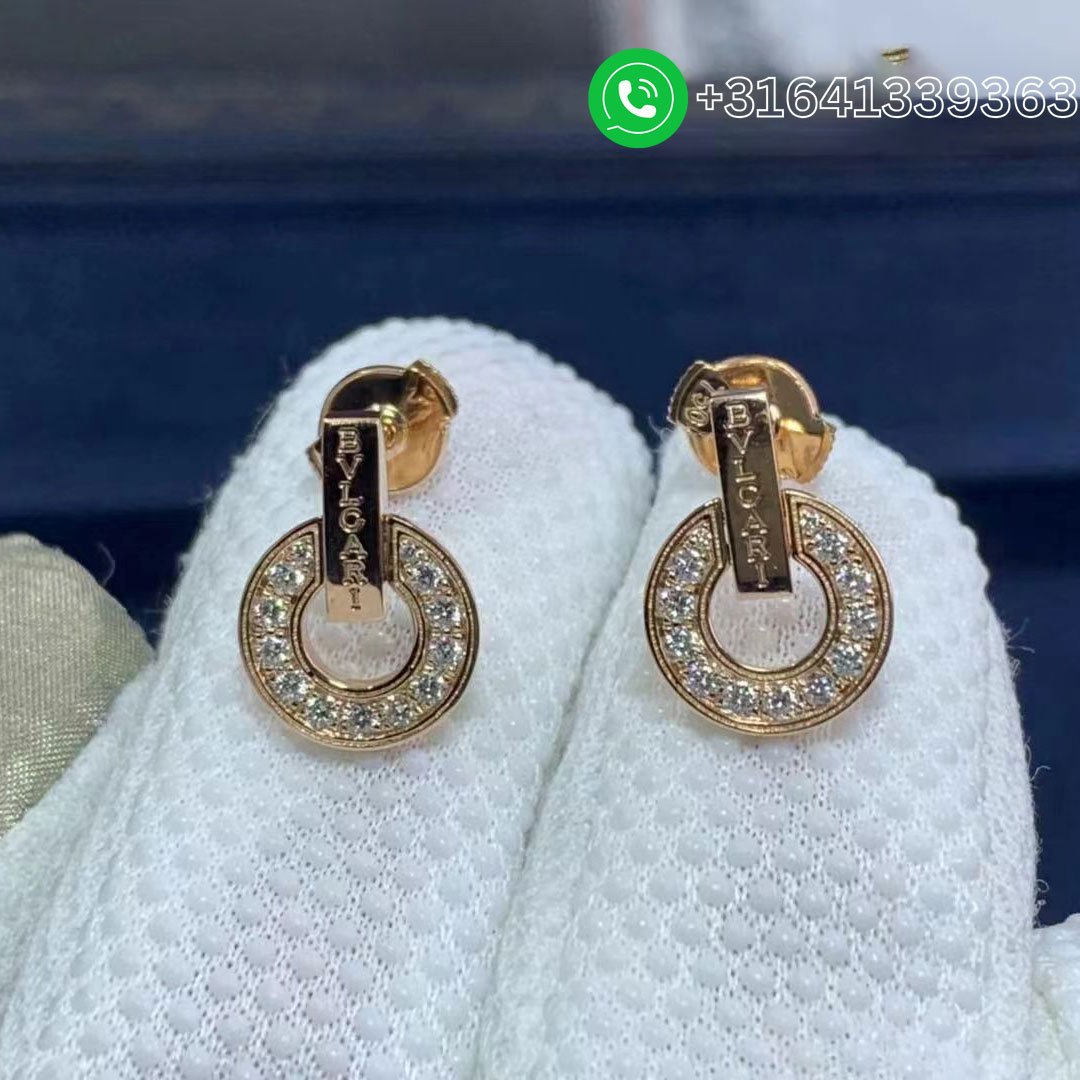 Bvlgari 18K Rose Gold & Diamond Openwork Earrings 357318 - Image 5