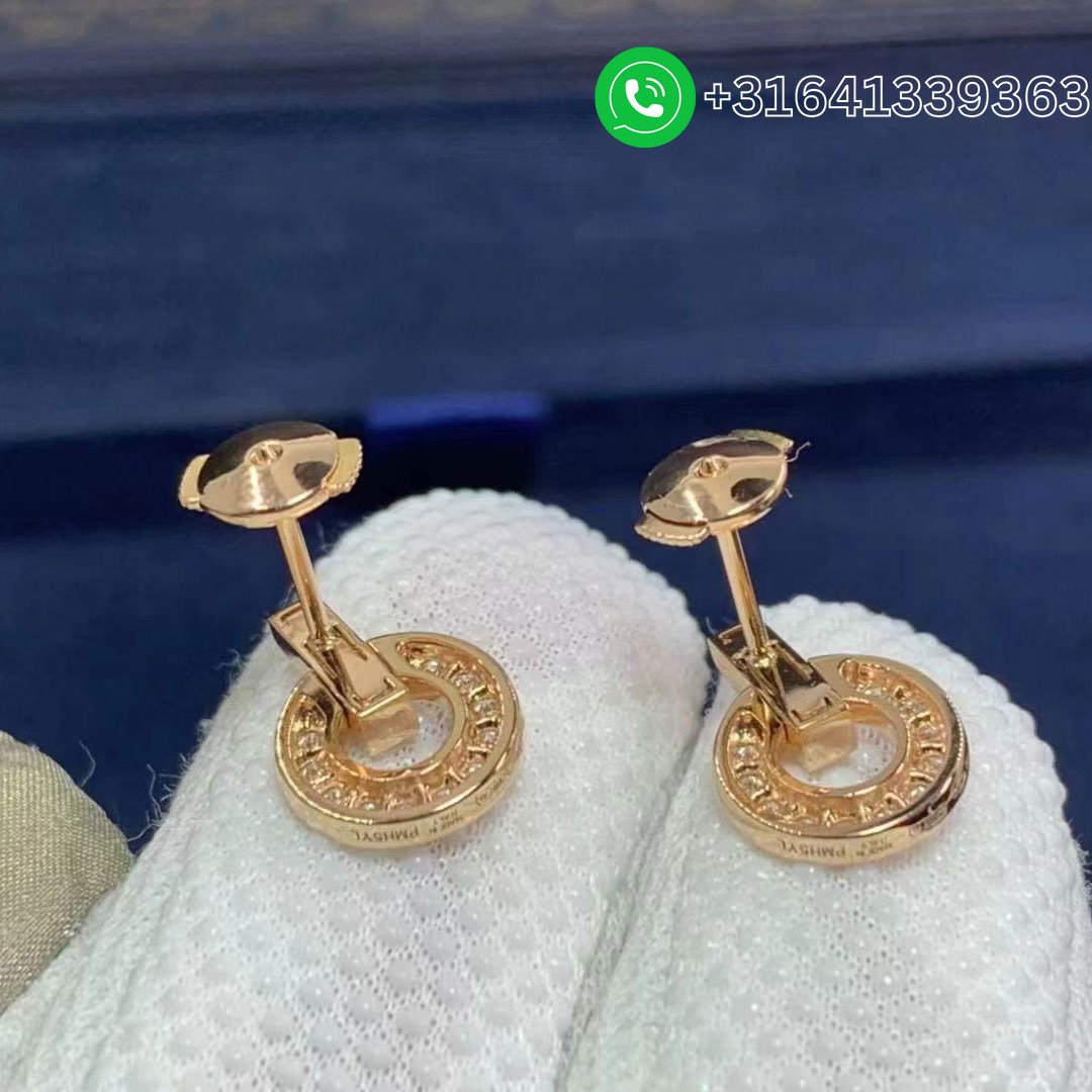 Bvlgari 18K Rose Gold & Diamond Openwork Earrings 357318 - Image 6