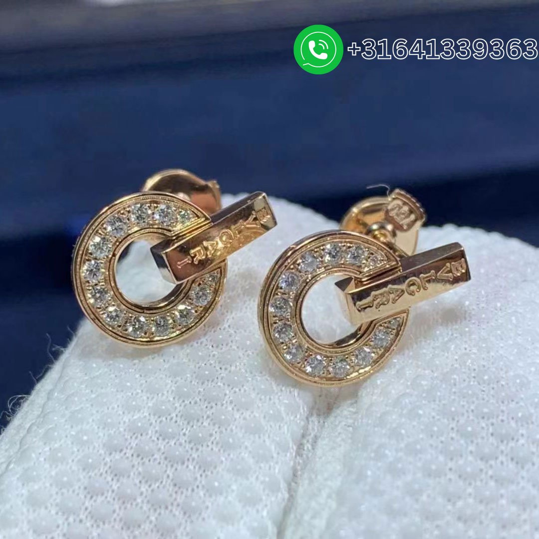 Bvlgari 18K Rose Gold & Diamond Openwork Earrings 357318 - Image 2