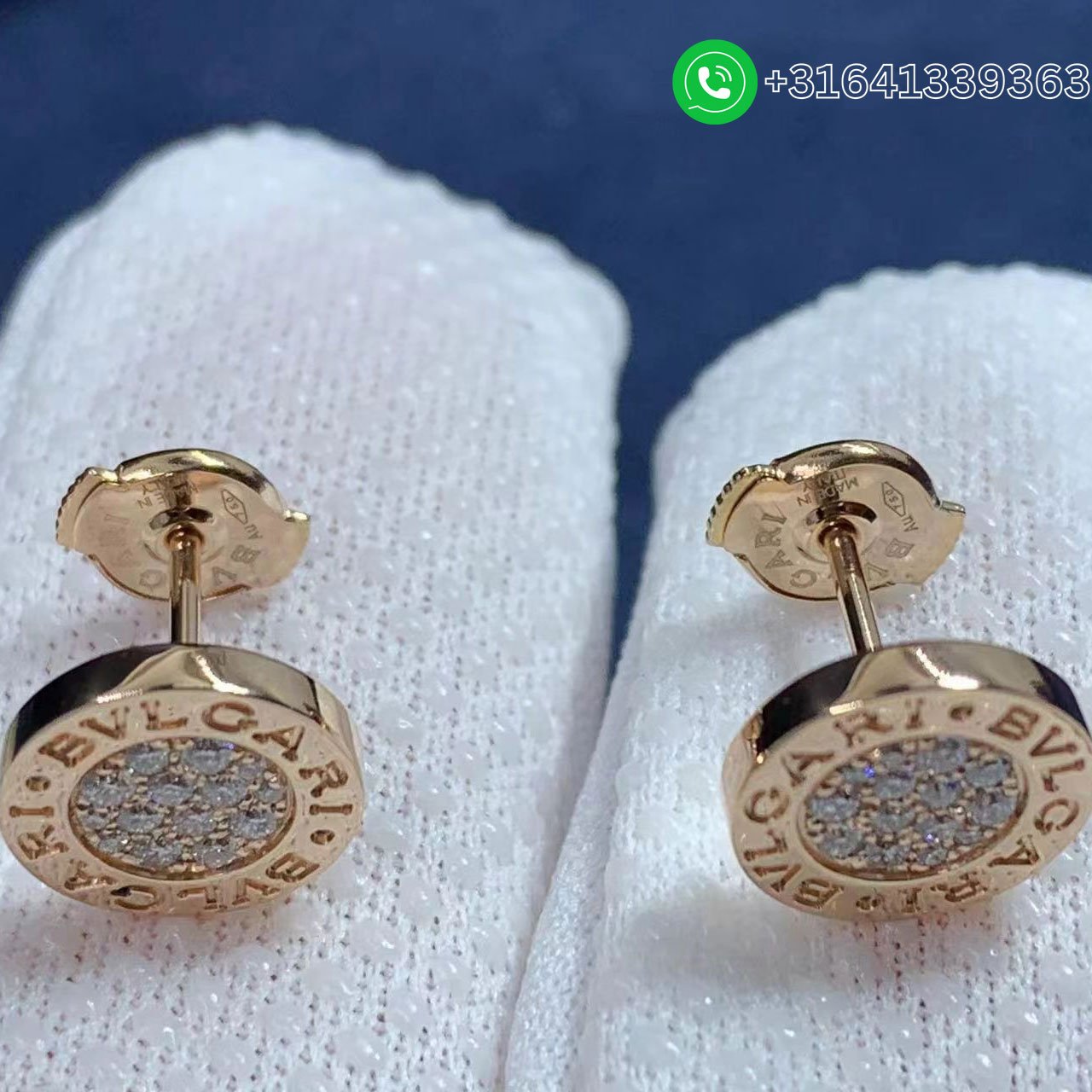 Bvlgari 18K Rose Gold with Pavé Diamonds Single Stud Earring -354731 - Image 6