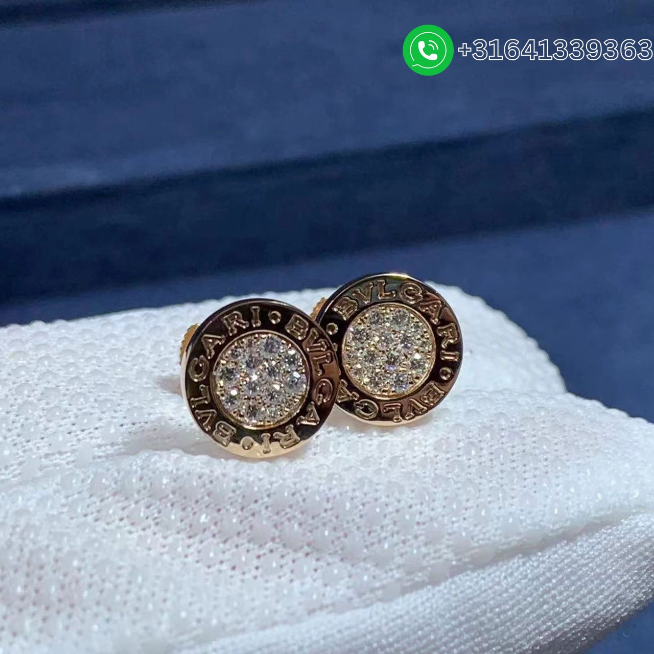 Bvlgari 18K Rose Gold with Pavé Diamonds Single Stud Earring -354731 - Image 5