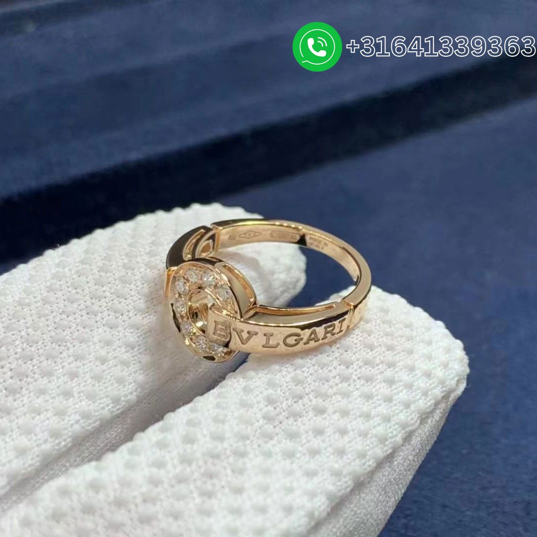 Bvlgari 18k Rose Gold Set With Pavé Diamonds Ring 349623 - Image 2