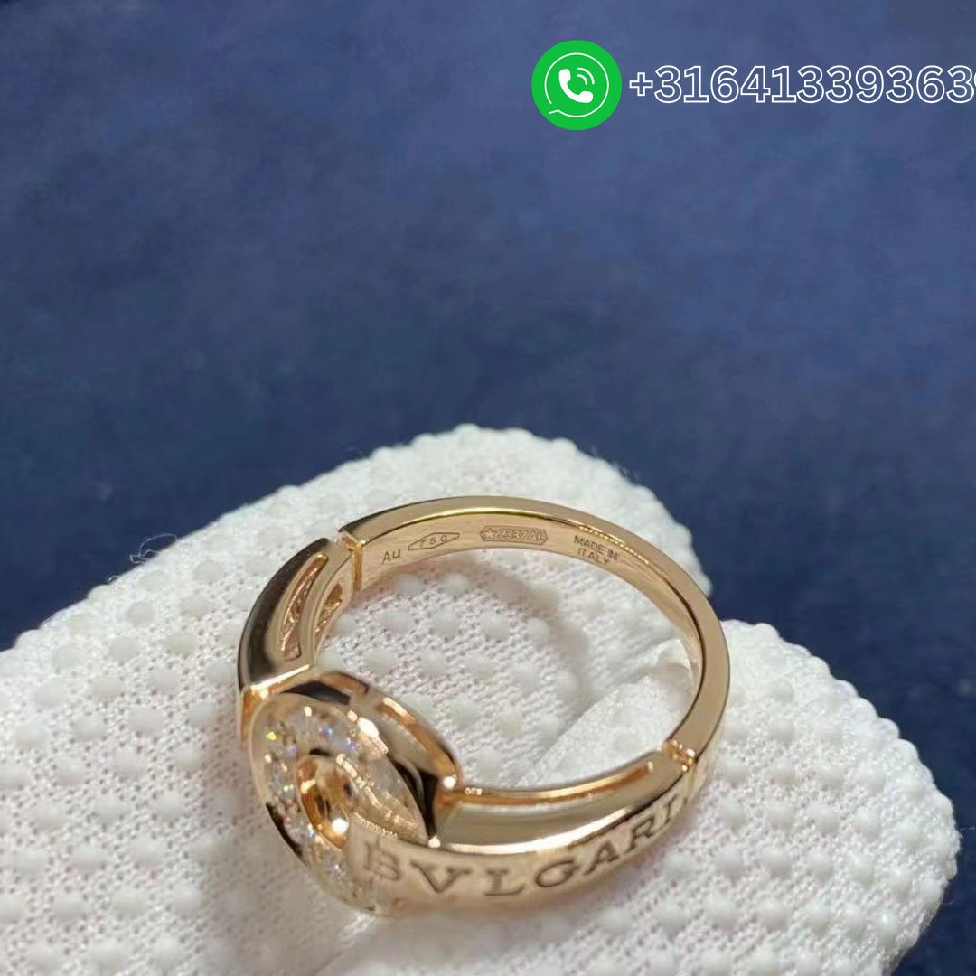 Bvlgari 18k Rose Gold Set With Pavé Diamonds Ring 349623 - Image 3