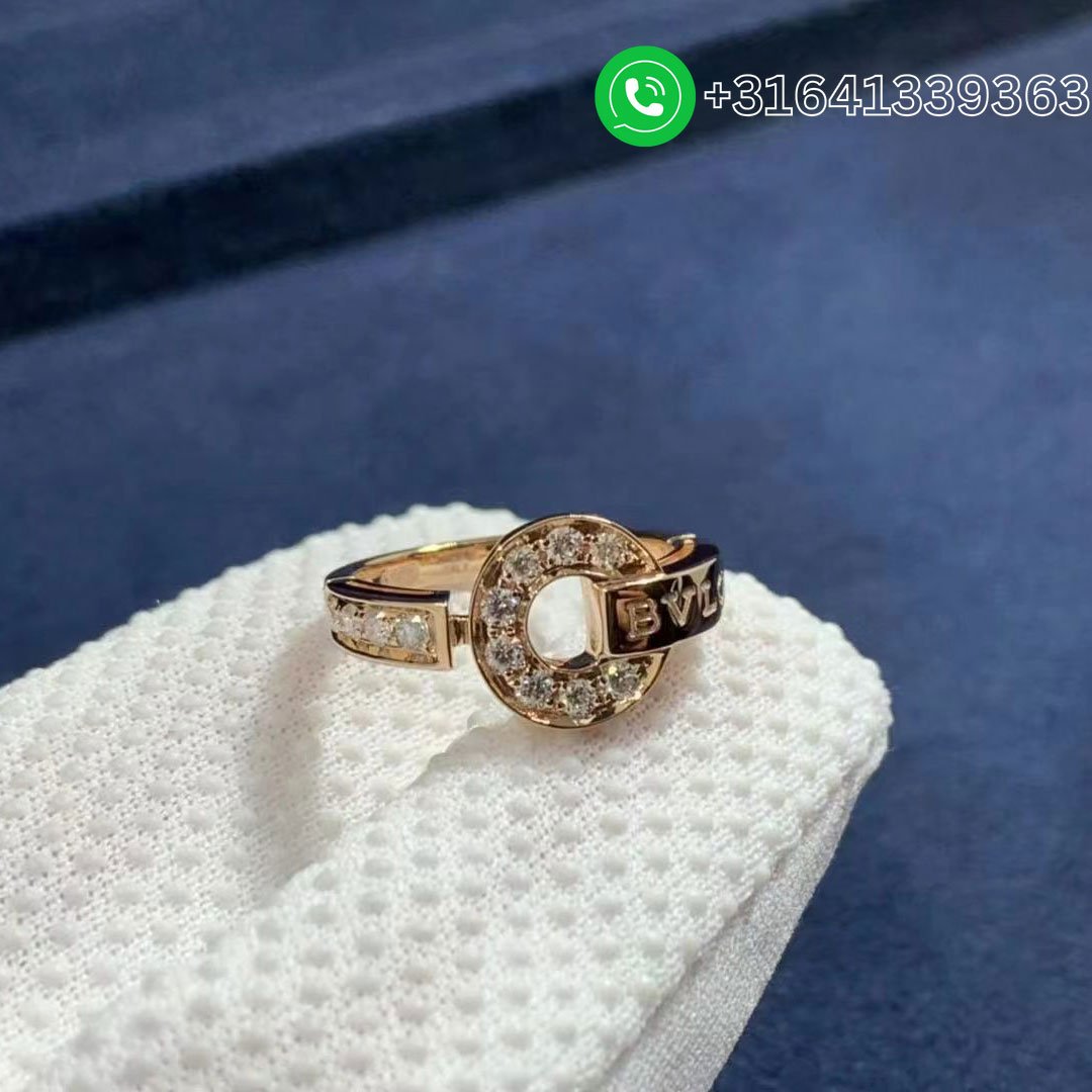 Bvlgari 18k Rose Gold Set With Pavé Diamonds Ring 349623 - Image 5