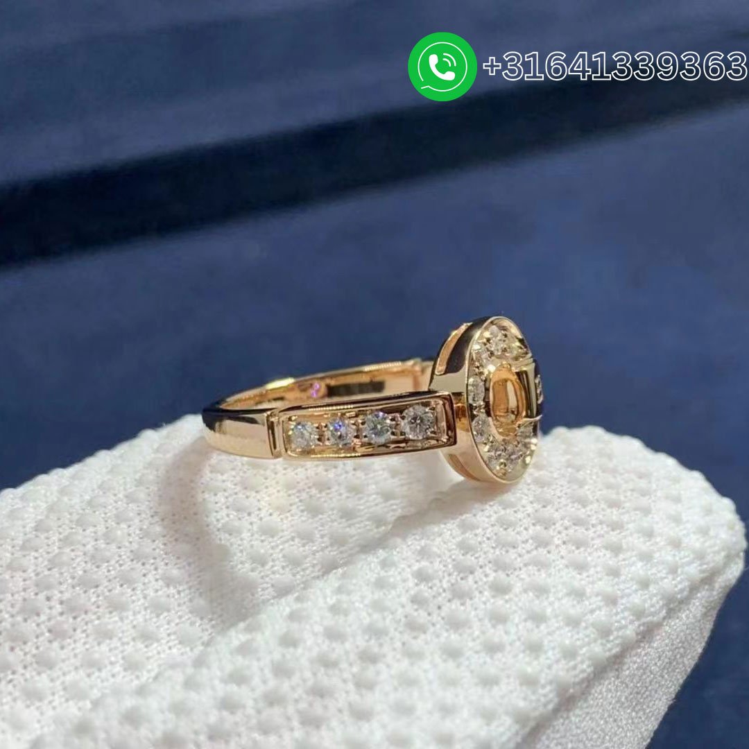 Bvlgari 18k Rose Gold Set With Pavé Diamonds Ring 349623 - Image 4