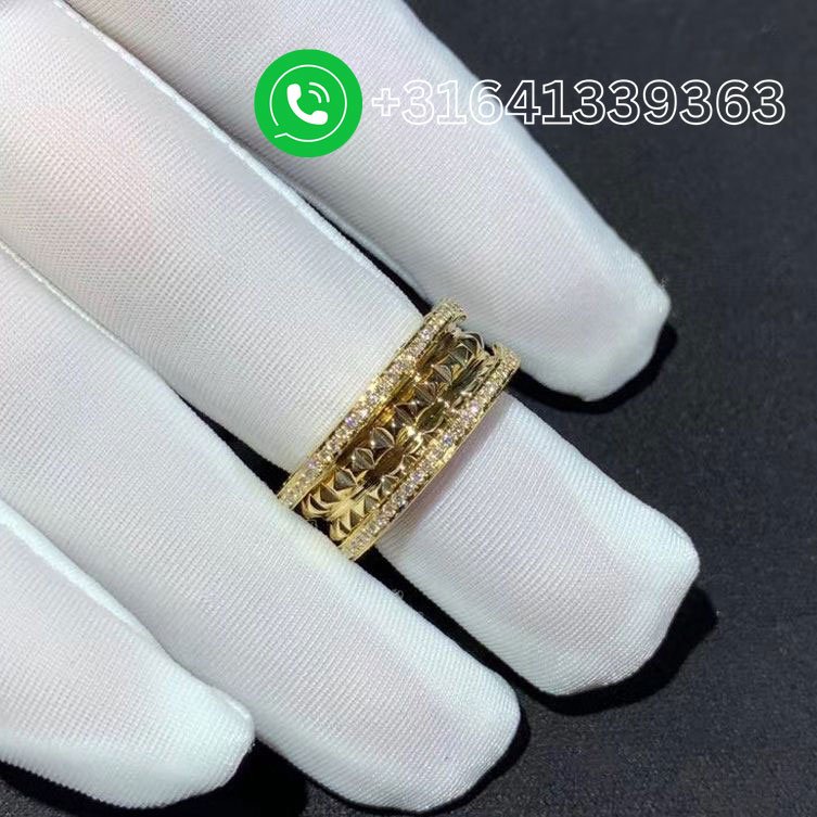 Bvlgari 18k Yellow Gold and Diamond B.zero1 Rock Two-Band Ring - Image 6