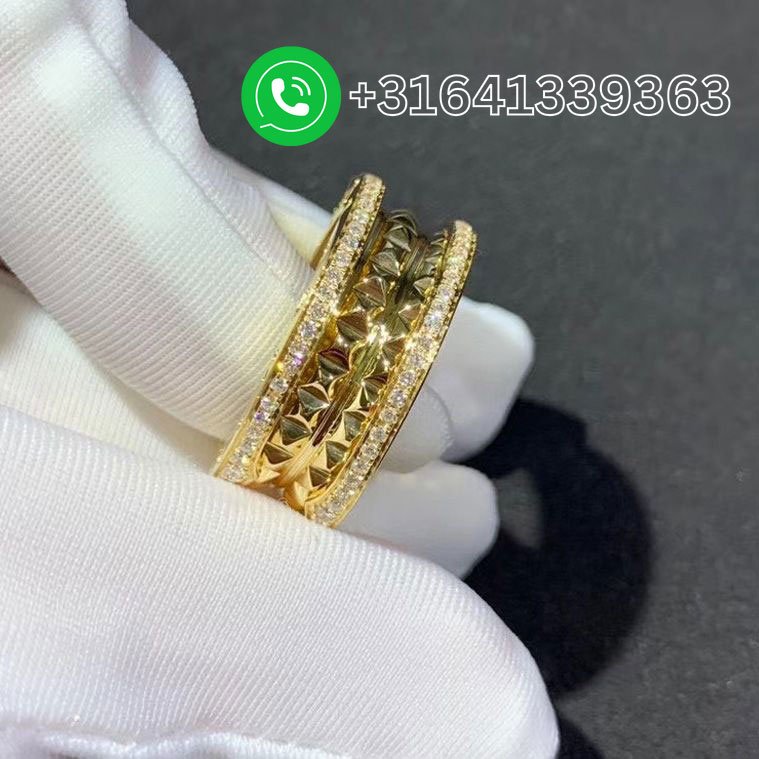 Bvlgari 18k Yellow Gold and Diamond B.zero1 Rock Two-Band Ring - Image 5