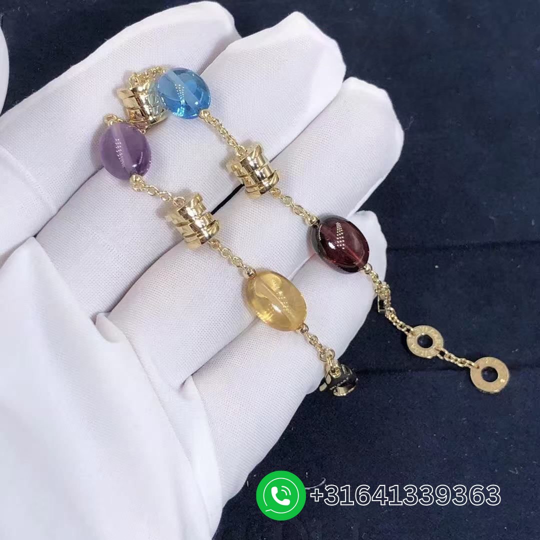 Bvlgari B.Zero1 Multicolored Gemstones 18K Yellow Gold Bracelet 343194 BR854519 - Image 4