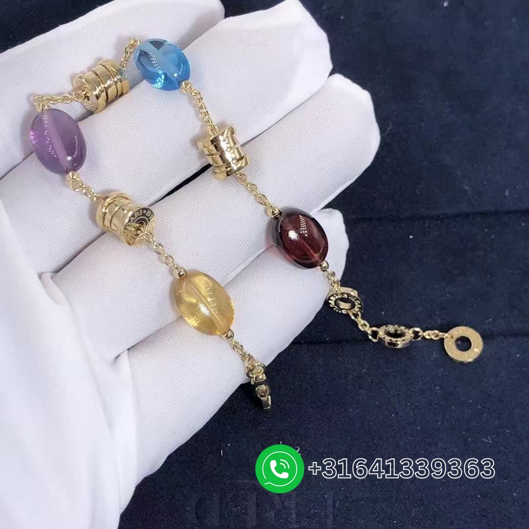 Bvlgari B.Zero1 Multicolored Gemstones 18K Yellow Gold Bracelet 343194 BR854519 - Image 5