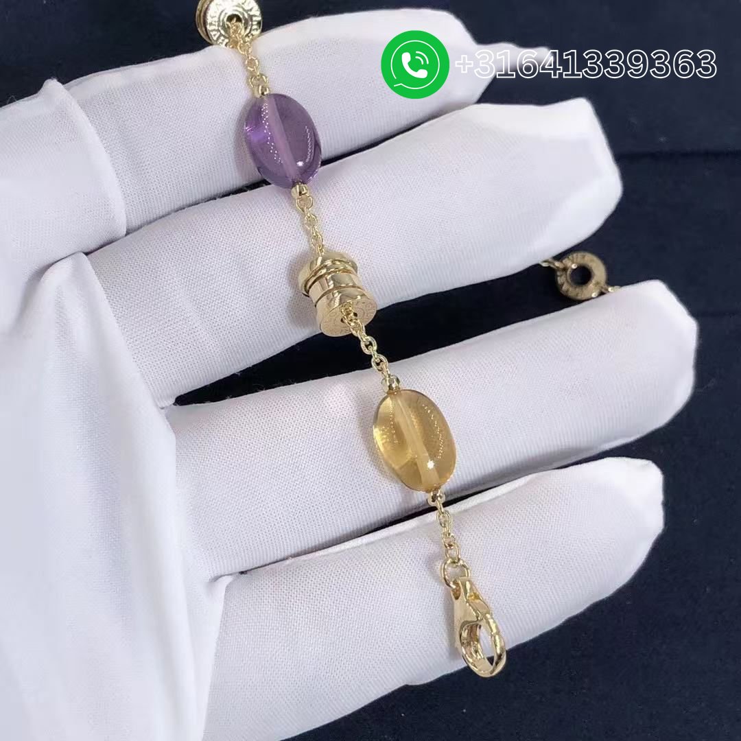 Bvlgari B.Zero1 Multicolored Gemstones 18K Yellow Gold Bracelet 343194 BR854519 - Image 2