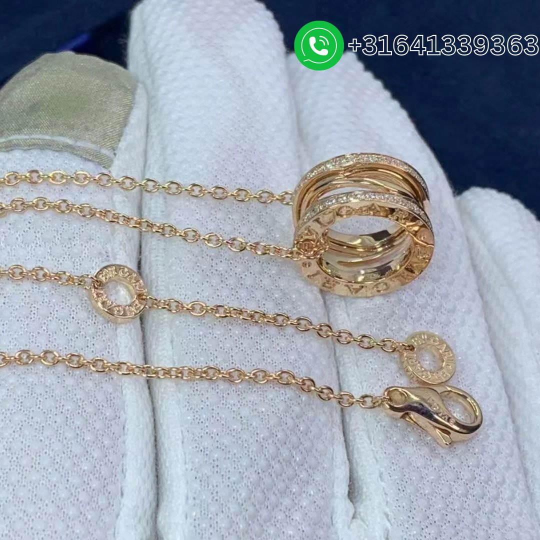 Bvlgari B.zero1 18K Rose Gold Necklace B.zero1 Design Legend Pendant – 354195 - Image 3