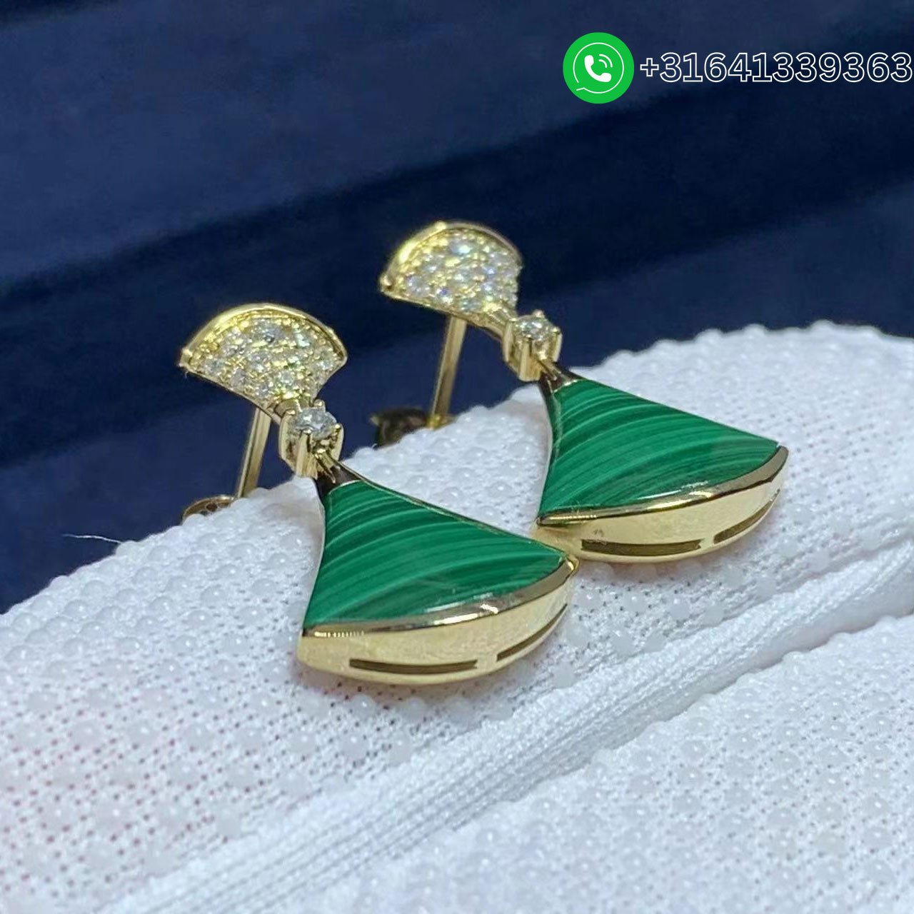 Bvlgari-Divas-Dream-18K-Yellow-Gold-Malachite-and-Diamond-Earrings-6