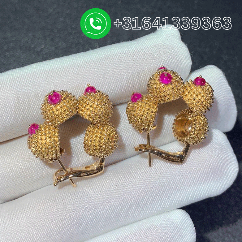Cartier 18K Pink Gold and Spinel Cactus de Cartier Earrings N8515099 - Image 4