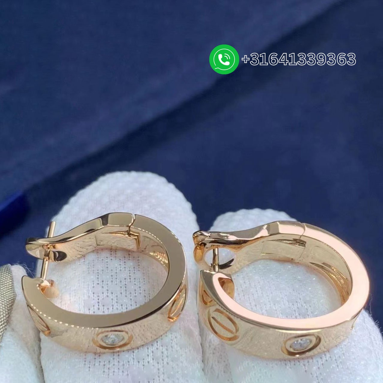 Cartier-18K-Rose-Gold-2-Diamonds-LOVE-Hoop-Earrings-B8301218-2