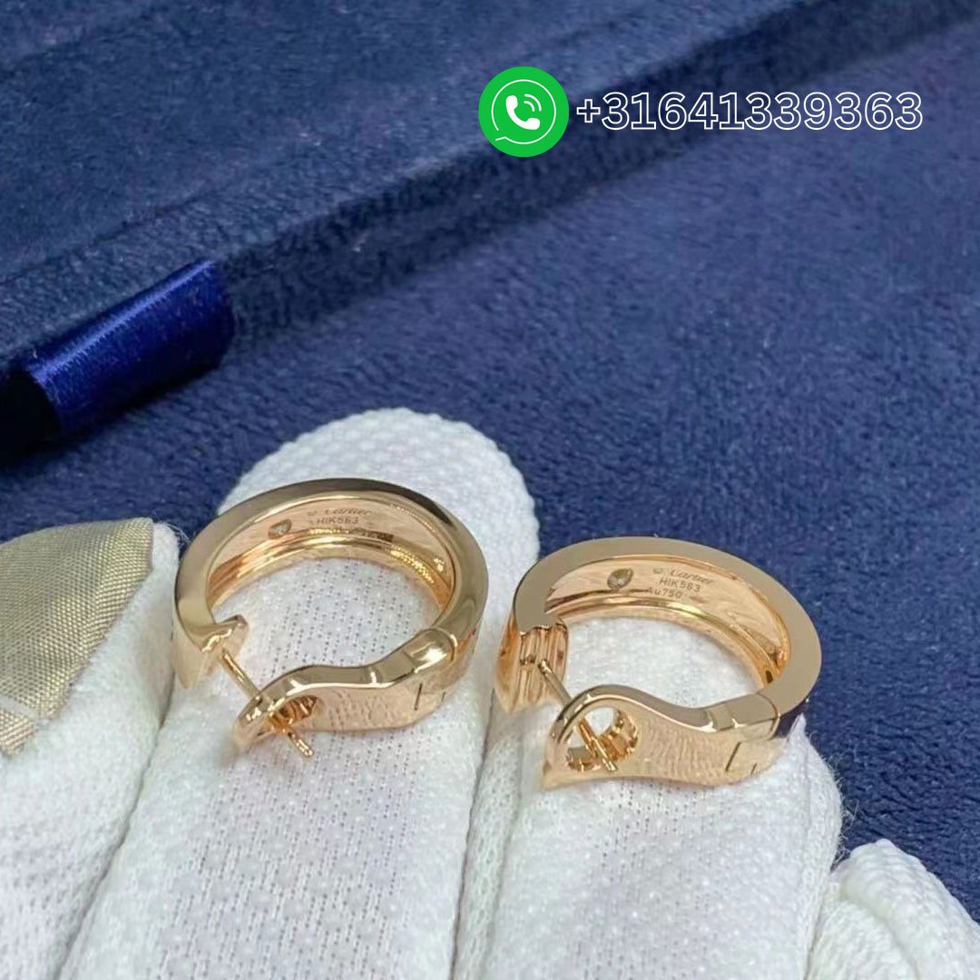 Cartier 18K Rose Gold 2 Diamonds LOVE Hoop Earrings B8301218 - Image 5