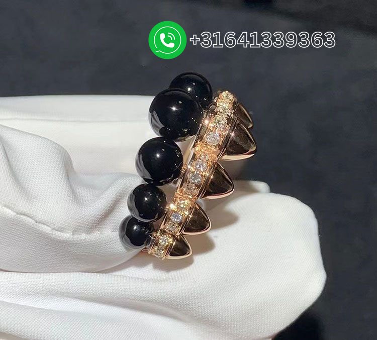 Cartier 18K Rose Gold Clash de Cartier Diamonds Large Modeland Onyx Ring N4793900 - Image 5