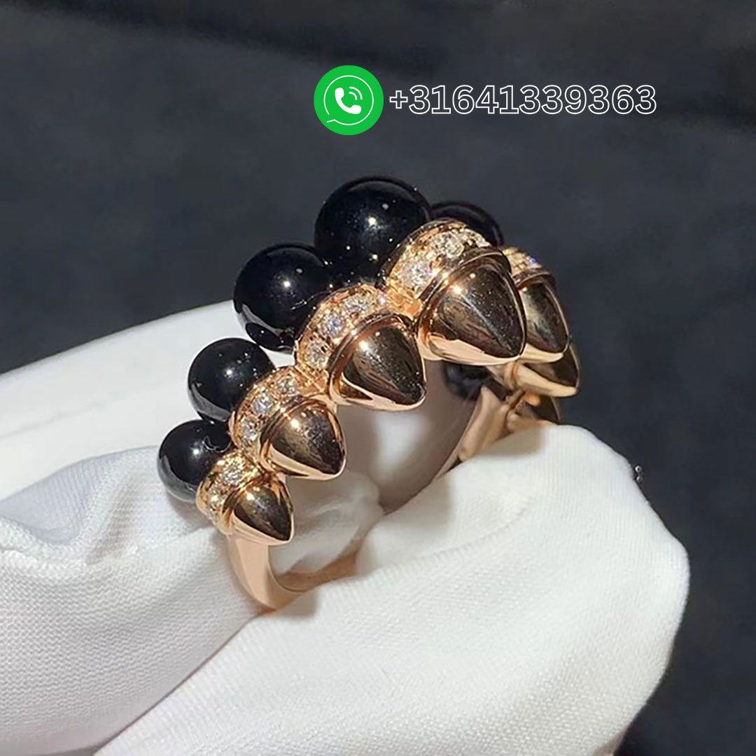 Cartier 18K Rose Gold Clash de Cartier Diamonds Large Modeland Onyx Ring N4793900 - Image 4