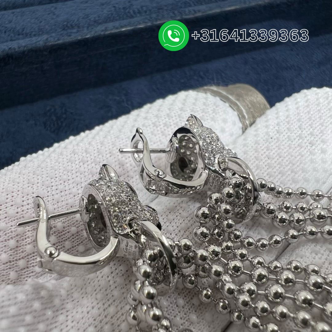 Cartier 18K White Gold 1.48ct Diamond Panthere de Cartier Tassel Earrings N8515073 - Image 2
