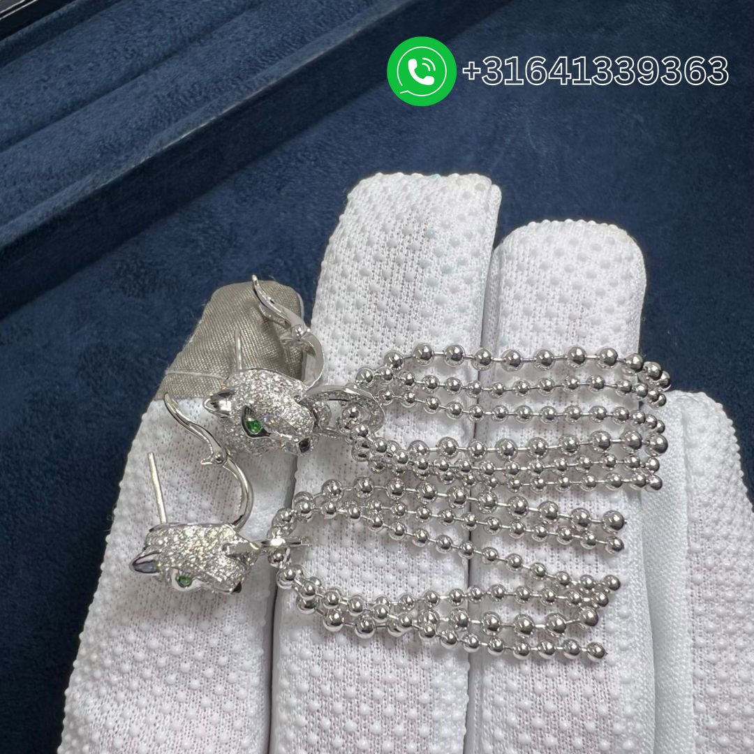 Cartier 18K White Gold 1.48ct Diamond Panthere de Cartier Tassel Earrings N8515073 - Image 7