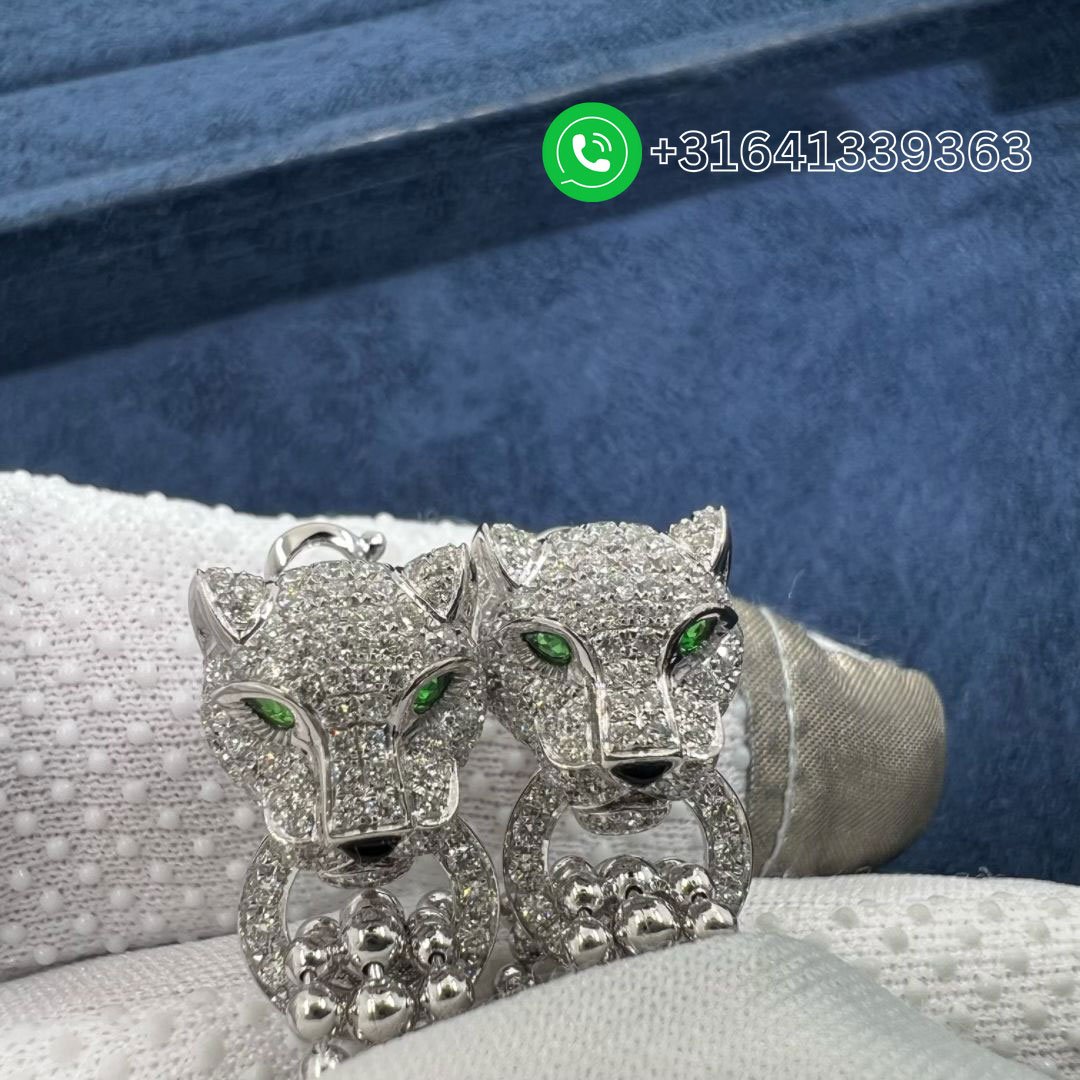 Cartier 18K White Gold 1.48ct Diamond Panthere de Cartier Tassel Earrings N8515073 - Image 4