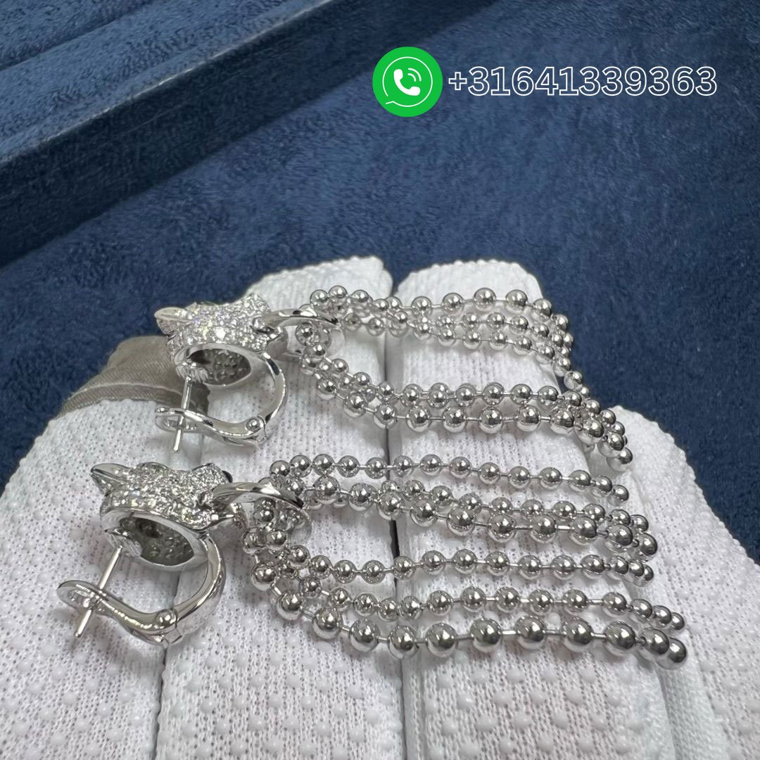 Cartier 18K White Gold 1.48ct Diamond Panthere de Cartier Tassel Earrings N8515073 - Image 3