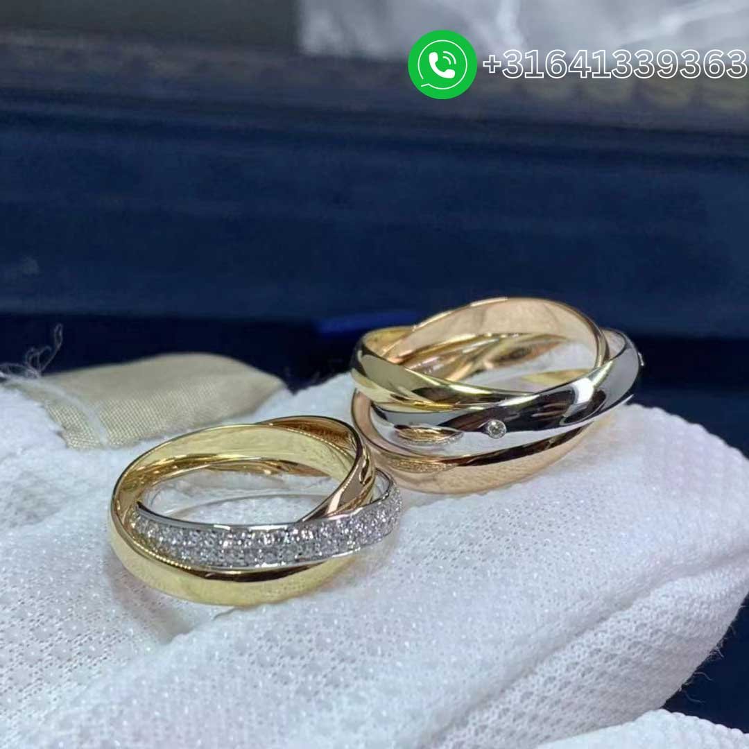 Cartier 18k Gold Pink, Yellow, White Diamond Trinity de Cartier 3 Brand Ring B4086000 - Image 4