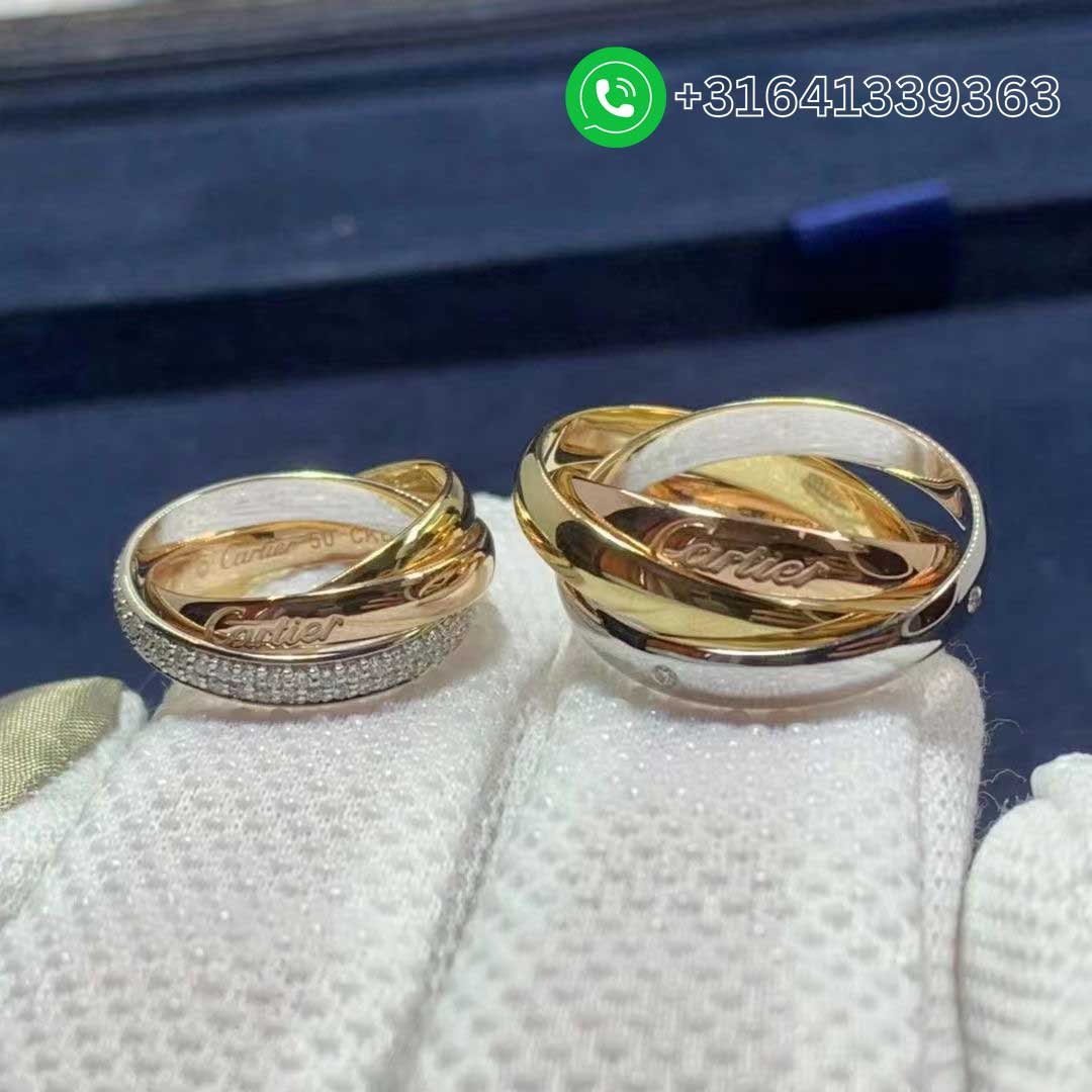 Cartier 18k Gold Pink, Yellow, White Diamond Trinity de Cartier 3 Brand Ring B4086000 - Image 2