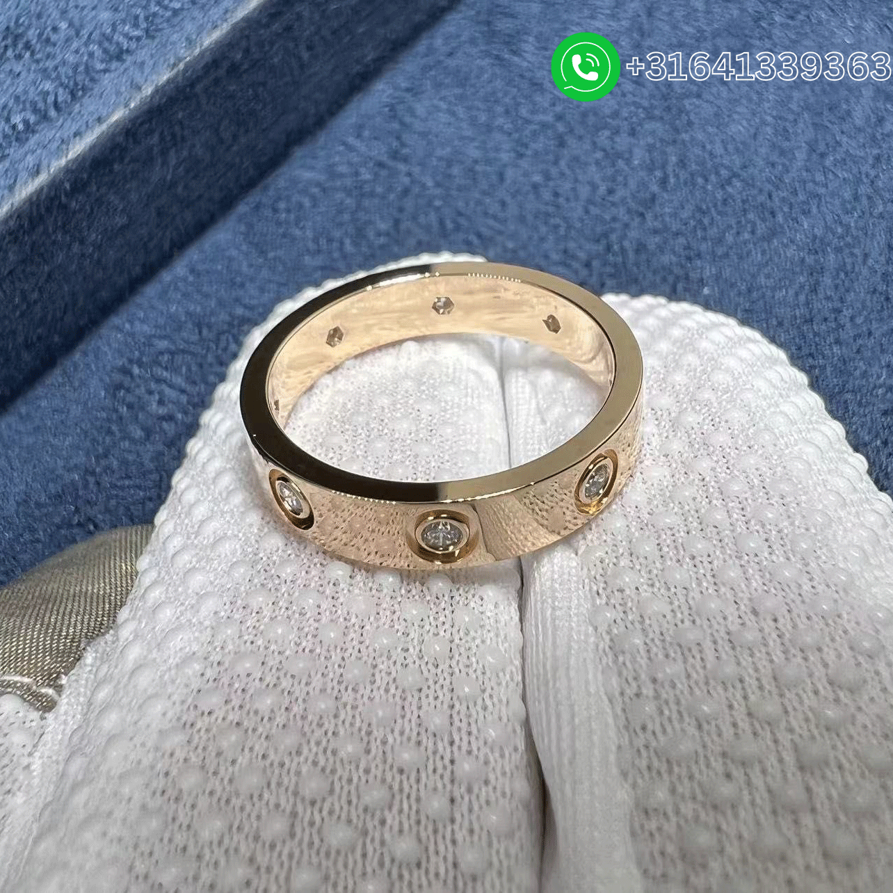 Cartier 18k Rose Gold 4MM Band 8 Diamond LOVE Ring B4050800 - Image 4