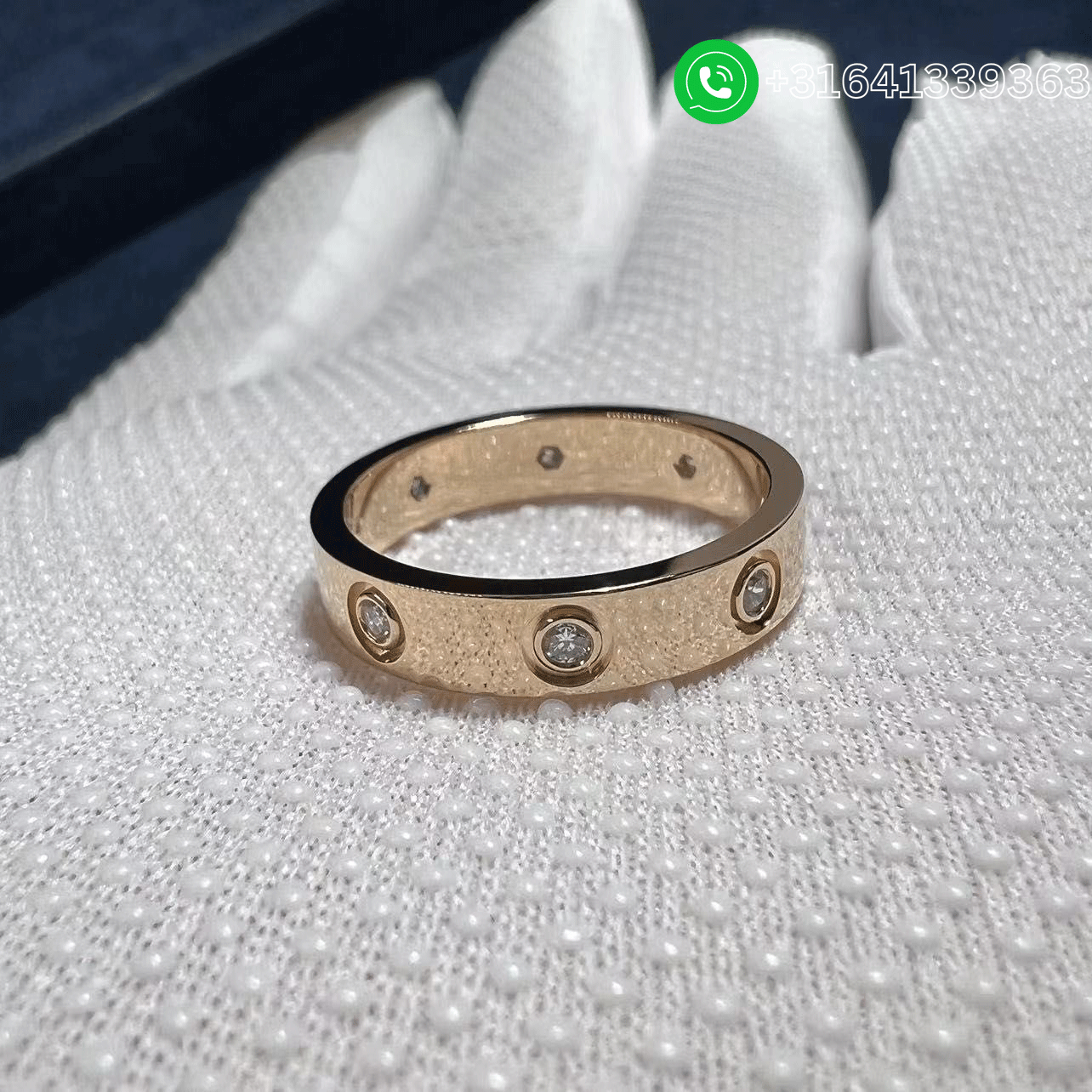 Cartier 18k Rose Gold 4MM Band 8 Diamond LOVE Ring B4050800 - Image 3