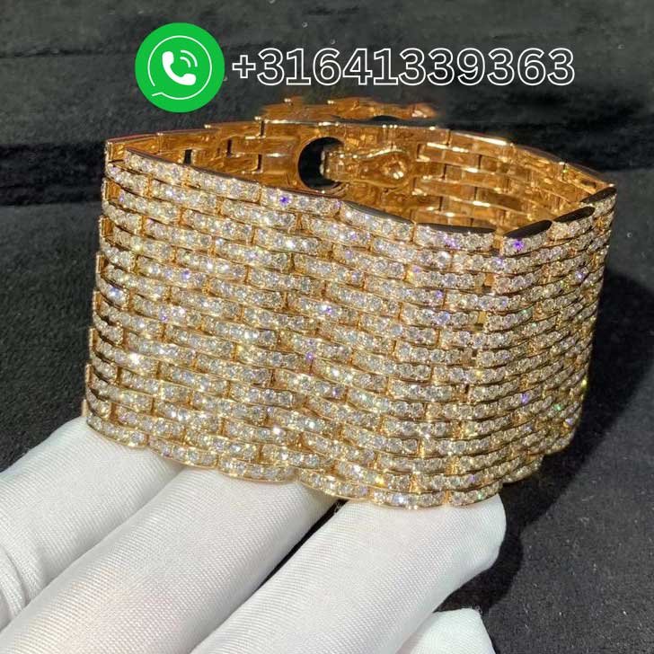 Cartier 18k Rose Gold Full Pave Diamonds Agrafe High Jewellery Cuff Bracelet HP601053 - Image 3