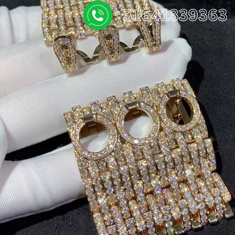 Cartier 18k Rose Gold Full Pave Diamonds Agrafe High Jewellery Cuff Bracelet HP601053 - Image 4