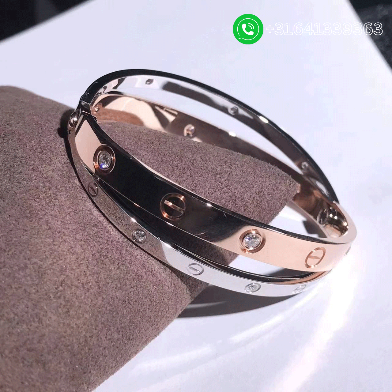 Cartier-18k-Rose-White-Gold-12-Diamond-Double-Love-Bracelet-N6039117-1