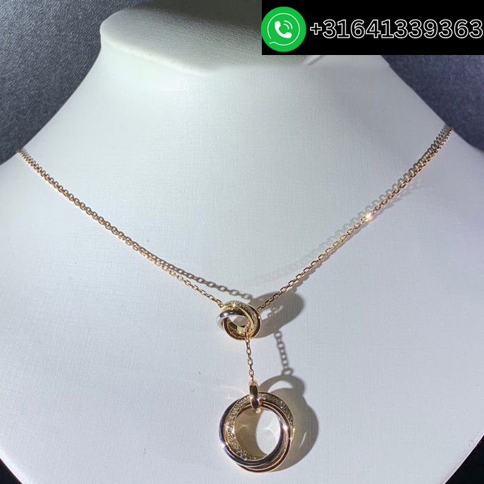 Cartier 18k Tri-Color Gold Diamond Trinity Necklace B7058500 - Image 2