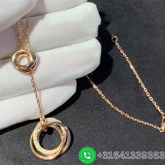 Cartier 18k Tri-Color Gold Diamond Trinity Necklace B7058500 - Image 5