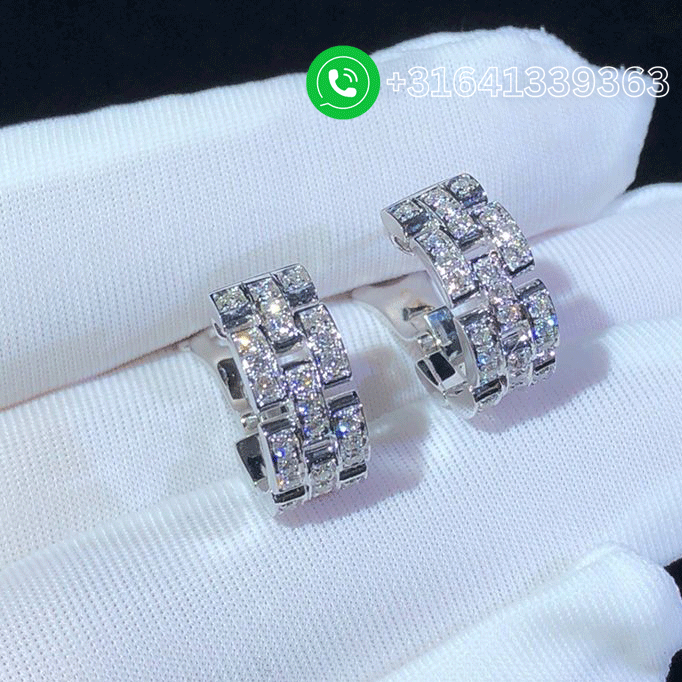 Cartier-18k-White-Gold-3-Diamond-paved-Rows-Maillon-Panthere-Esarrings-B8032600-2
