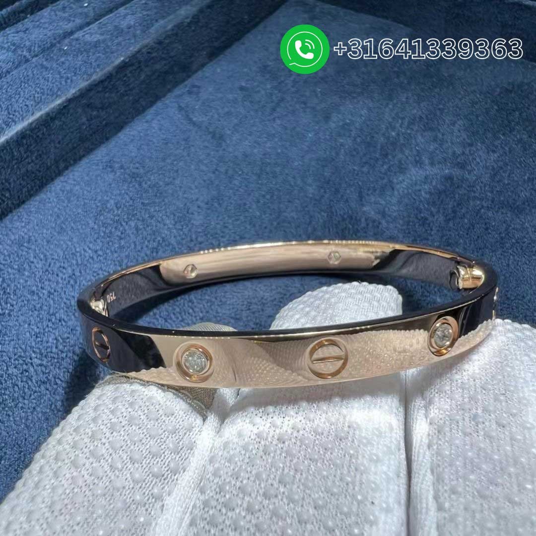 Cartier 4 Diamonds Love Bracelet 18K Rose Gold B6069917 - Image 4