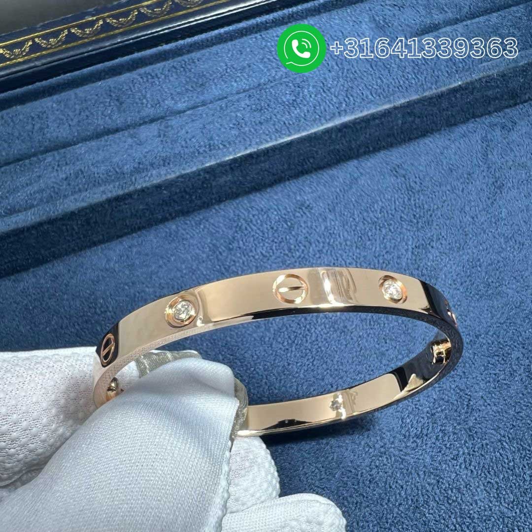 Cartier 4 Diamonds Love Bracelet 18K Rose Gold B6069917 - Image 2